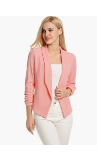 Light-coral  Women 3/4 Sleeve Blazer Open Front Cardigan Jacket Work Office Blazer