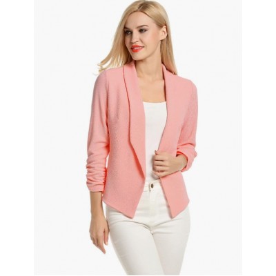 Light-coral  Women 3/4 Sleeve Blazer Open Front Cardigan Jacket Work Office Blazer