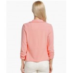 Light-coral  Women 3/4 Sleeve Blazer Open Front Cardigan Jacket Work Office Blazer