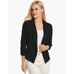 Black Women 3/4 Sleeve Blazer Open Front Cardigan Jacket Work Office Blazer