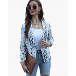 White Floral  Women 3/4 Sleeve Blazer Open Front Cardigan Jacket Work Office Blazer