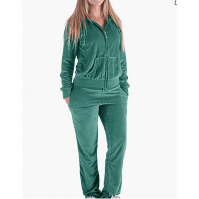 Green Track Suits for Women Set Sweatsuits 2 Piece Tracksuit